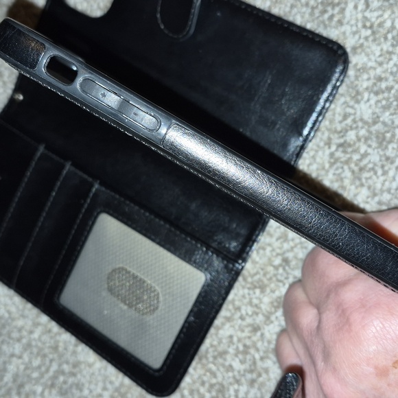 Black Leather Phone Wallet Case - Picture 5 of 10